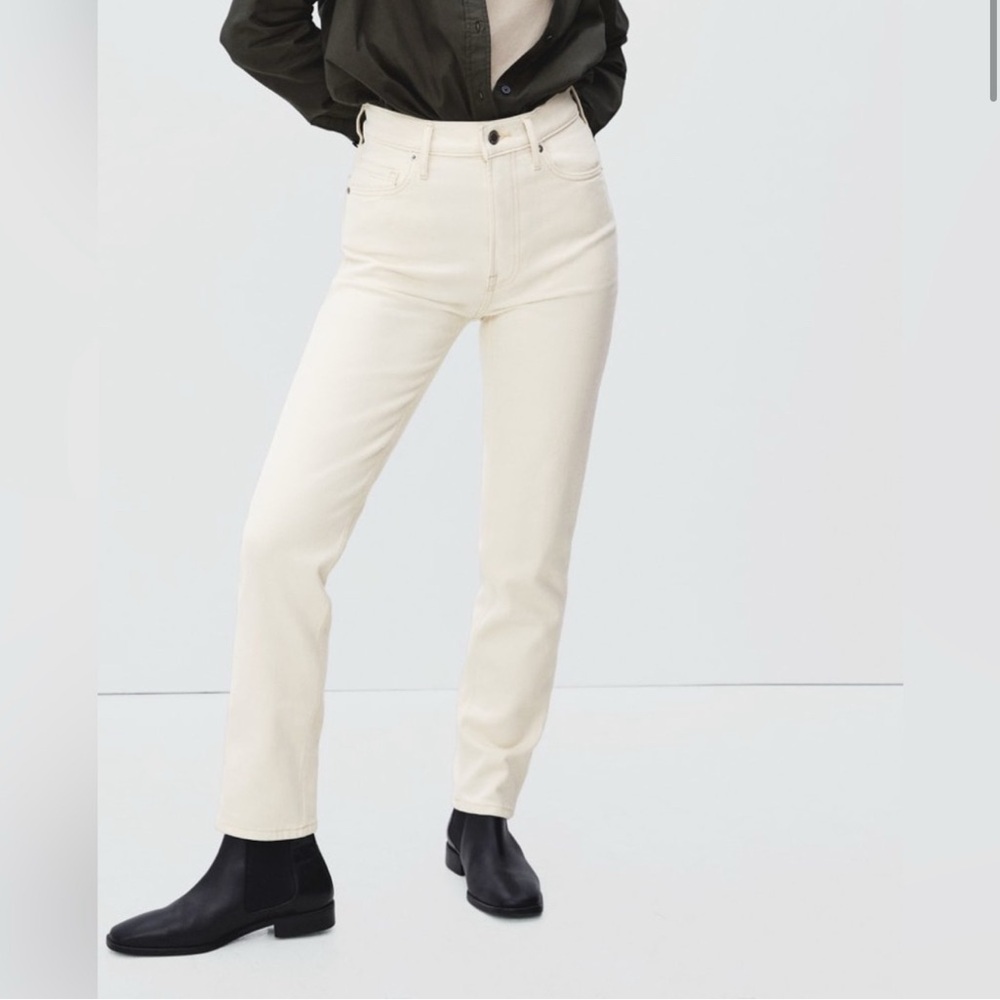 EVERLANE The Original Cheeky Jean Size 28 Ecru Beige Organic Cotton $98